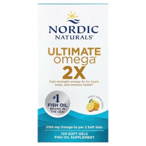 Nordic Naturals Ultimate Omega 2X 2150mg Fish Oil Lemon  | High-potency 2X formula with EPA &amp; DHA for brain &amp; heart health Non-GMO soft gels 60