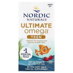 Nordic Naturals Teen Ultimate Omega® Fish Oil Ages 12+ Strawberry 60 Mini Soft Gels