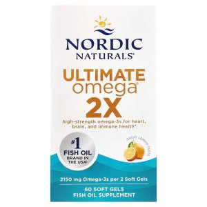 Nordic Naturals Ultimate Omega 2X 2150mg Fish Oil, Lemon - | High-potency 2X formula with EPA &amp; DHA for brain &amp; heart health. Non-GMO 60 soft gels.