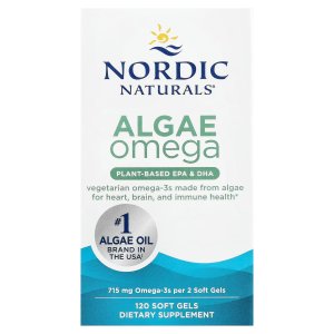 Nordic Naturals Algae Omega 715mg Vegan EPA+DHA, Plant-Based | EPA+DHA from algae oil. Heart eye immune &amp; brain support 120 Softgels