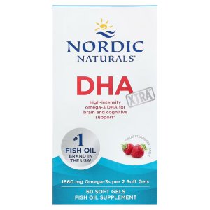 Nordic Naturals DHA Xtra Strawberry - 1660 mg Omega-3 - High-Intensity DHA Formula for Brain &amp; Nervous System Support 60 Softgels