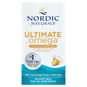 Nordic Naturals Ultimate Omega 1280mg Omega-3 Fish Oil Lemon - 60 Count | High-potency Omega-3 Fish Oil with EPA &amp; DHA supports brain &amp; heart health 60 Softgels.
