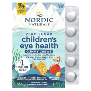 Nordic Naturals Kids Eye Health Gummies w/ 484mg Omega-3 + Lutein, 30 Count | Eye health gummies with 484mg omega-3s lutein &amp; zeaxanthin 30 Gummy Chews