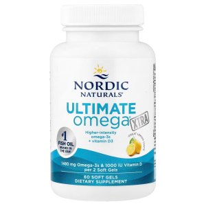Nordic Naturals Ultimate Omega Xtra, 1480mg + 1000 IU D3 EPA&amp;DHA| Brain heart &amp; immune support  60 Softgels