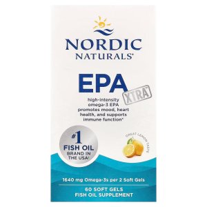 Nordic Naturals EPA Xtra Lemon - 60 Soft Gels - 1640 mg Omega-3 - High-Intensity EPA Formula for Positive Mood Heart Health &amp; Healthy Immunity