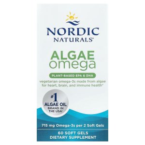 Nordic Naturals Algae Omega - 60 Soft Gels - 715 mg Omega-3 - Certified Vegan Algae Oil - Plant-Based EPA &amp; DHA - Heart Eye, Immune &amp; Brain Health