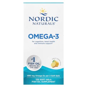 Nordic Naturals Omega-3 690mg Fish Oil, EPA &amp; DHA Lemon - 120 Count | Omega-3 fish oil supports immune brain &amp; heart health.