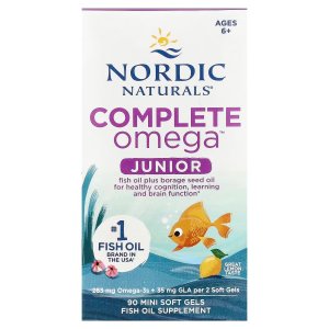 Nordic Naturals Complete Omega Jr. Kids Fish Oil Lemon - 90 Mini Soft Gels | 283mg Omega-3s &amp; 35mg GLA Supports healthy cognition &amp; nervous system function