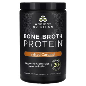 Ancient Nutrition Grass-Fed Bone Broth Protein Powder – Salted Caramel Flavor, Premium Protein Supplement