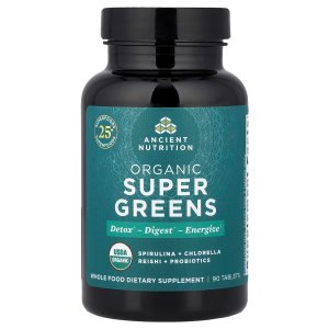 Ancient Nutrition Organic Super Greens Powder – Probiotics, Detox &amp; Alkalize, Greens Supplement