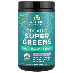Ancient Nutrition Organic Super Greens Powder – Mango Flavor with Probiotics, Organic Greens Supplement