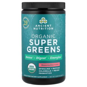 Ancient Nutrition Organic SuperGreens Powder with Probiotics – Peppermint, 25 Servings, Greens &amp; Digestive Support