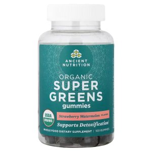 Ancient Nutrition Organic SuperGreens Gummies – Strawberry Watermelon, Organic Greens Supplement