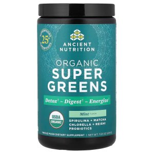 Ancient Nutrition Organic Super Greens Powder – Probiotics, Mint Flavor, Organic Greens Supplemen