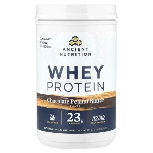 Ancient Nutrition Grass-Fed Whey Protein + Collagen – Chocolate Peanut Butter, Protein Supplement