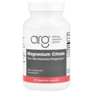 Allergy Research Group Magnesium Citrate 170 mg 90 Vegetarian Capsules – High Quality Magnesium Supplement for Daily Wellness