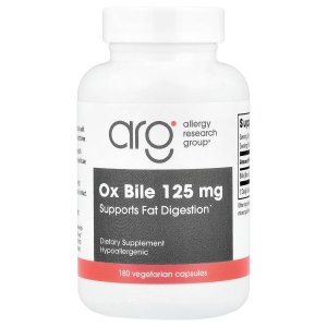 Allergy Research Group Ox Bile 125 mg 180 Vegetarian Capsules – Digestive Support &amp; Bile Salts Supplement for Daily Wellness