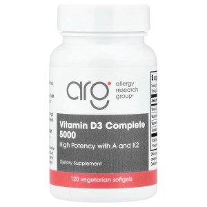 Allergy Research Group Vitamin D3 Complete 5000 IU 120 Vegetarian Softgels – High Potency Vitamin D Supplement for Bone &amp; Immune Support
