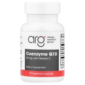 Allergy Research Group Coenzyme Q10 50 mg with Vitamin C 75 Vegetarian Capsules – Heart, Brain &amp; Cellular Energy Support Supplement