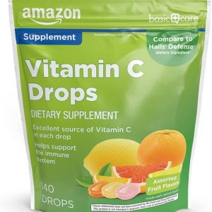 Amazon Basic Care Vitamin C Drops – Lemon, Orange &amp; Grapefruit Flavors