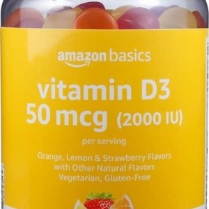 Amazon Basics Vitamin D3 2000 IU Gummies – Orange, Lemon &amp; Strawberry