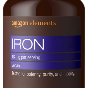 Amazon Elements Vegan Iron 18mg – 195 Capsules, 6 Month Supply