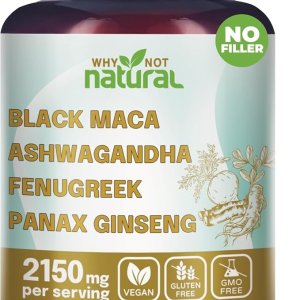 Why Not Natural 4-in-1 Organic Black Maca Root Ashwagandha Capsules