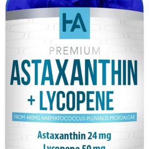 Astaxanthin 24mg &amp; Lycopene 50mg Supplement 100 Veggie Capsules