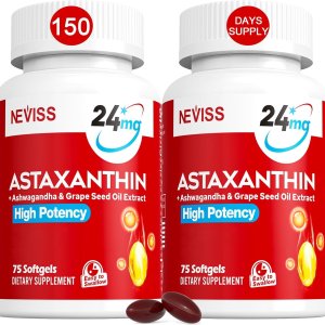 Astaxanthin 24mg 150 Softgels with Coconut MCT &amp; Grape Seed Oil
