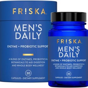 Friska Men’s Digestive Enzymes with Probiotics | Gut Health &amp; Digestive Support | 30 Capsules