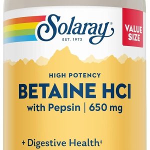 Solaray High Potency Betaine HCl with Pepsin | Digestive Support | 275 Veg Caps