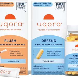 Uqora Flush Unflavored 10 Packets &amp; Defend 60 Capsules | Urinary Support