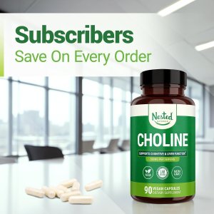 Nested Naturals Choline Bitartrate 500mg | Vegan &amp; Non-GMO | 90 Capsules