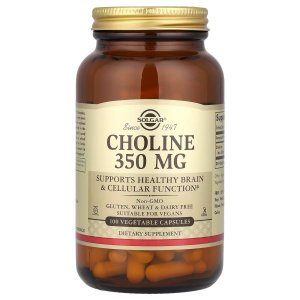 Solgar Choline 350mg Vegetable Capsules | Daily Choline Supplement | 100 Count
