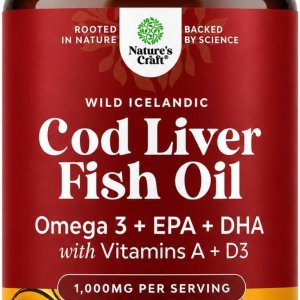 Icelandic Cod Liver Oil Softgels 1000mg | EPA DHA Omega-3 | Vitamin A &amp; D3