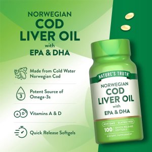 Nature's Truth Norwegian Cod Liver Oil | EPA &amp; DHA | 100 Softgels