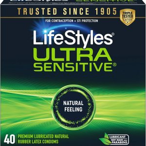 LifeStyles Ultra Sensitive Condoms – Lubricated Latex 40 Ct