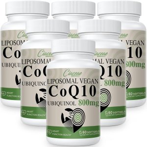 Liposomal CoQ10 800mg Supplement | Pure Ubiquinol | 600 Vegan Softgels
