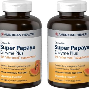 American Health Super Papaya Enzyme Plus | 240 Servings | Non-GMO | 2 Pack
